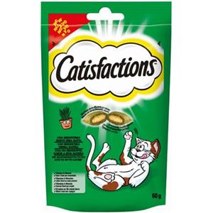 Catisfactions Snack per Gatti con Erba Gatta - 60g, Croccante e Morbido, Alimento Complementare Ricco di Nutrienti