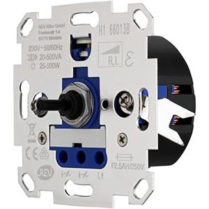REV TECHNIK, regolatore di luminosità 25 - 500 W, 230 VAC, trafol.: 20 - 500 VA, a incasso, argento