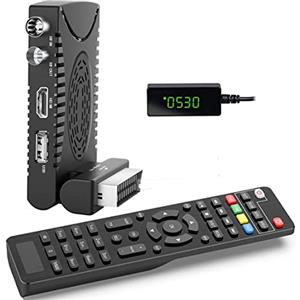 ANFEL Decoder DVB-T2 HD 1080P Ricevitore Digitale Terrestre HDMI H265 HEVC Main 10 Bit Riceve Tutti I Canali Gratuiti, Mini Scart Supporto USB con Telecomando Universale 2in1 con sensore IR con DISPLAY LED