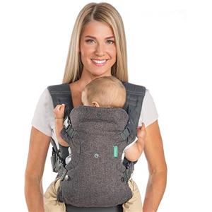 Infantino Marsupio Flip Advanced 4-in-1, Ergonomico, Convertibile, Posizione Fronte-Genitore e Fronte-Strada, Anteriore e Posteriore, per Neonati e Bambini da 3,6 a 14,5 kg, Grigio