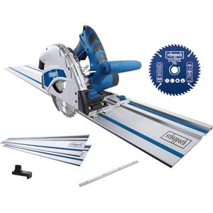 Scheppach Sega a immersione Scheppach PL55 + 2 guide da 700 mm | Sega a mano/tuffo | Potenza 1200 W | Profondità di taglio 55 mm | Lama Ø 160 mm con 24 denti | Inclinazione con protezione da