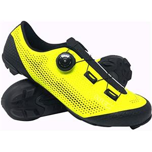 LUCK Kratos, Scarpe da Ciclismo MTB, con Suola in Carbonio e Sistema Girevole di precisione Unisex-Adulto, Giallo, 40 EU