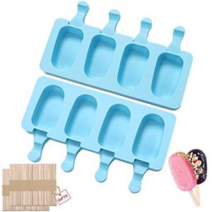 Sinnsally Stampi Ghiaccioli Silicone Stampi per Gelato,Stampi Gelato Stecco,Formine Ghiaccioli Riutilizzabili,Stampi per Ghiaccioli con 100 Bastoncini,Ghiaccioli Stampo Ghiaccioli per Bambini Adulti