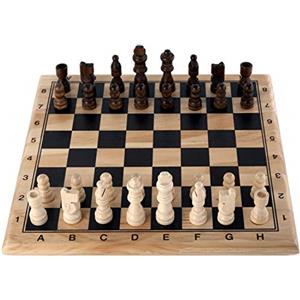 Engelhart - 150235 - Set di Scacchi/Dama in Legno di Betulla - 12x12 - Tavolo da Gioco in Legno Massello - Gioco Completo di Pezzi, dai 6 Anni in Su (Scacchi)