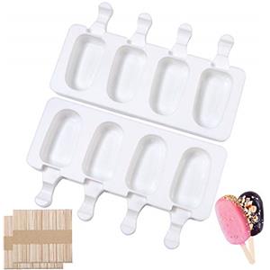 Sinnsally Stampi Ghiaccioli Silicone Stampi per Gelato,Stampi Gelato Stecco,Formine Ghiaccioli Riutilizzabili,Stampi per Ghiaccioli con 100 Bastoncini,Ghiaccioli Stampo Ghiaccioli per Bambini Adulti