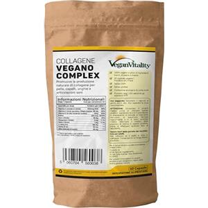 Vegan Vitality Collagene Vegano Integratore Con Biotina, Lisina, Silice Di Bambù, Zinco, Vitamine C, E, A. Vegetariano E Vegan Collagen. Per Pelle, Capelli, Unghie e Ossa. 2 Mesi Di Fornitura