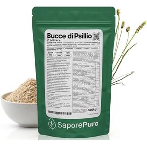SaporePuro Bucce di Psillio in polvere 500 gr - Fibra di Psillio - Purezza 99% - Senza Glutine