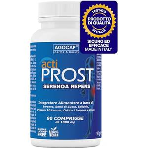 Agocap Actiprost, SERENOA REPENS 400mg e SAW PALMETTO - 90cpr, Alto Dosaggio. Integratore Prostata Uomo con Semi di Zucca, Pygeum Africanum, Epilobio, Ortica,. Riduci l'infiammazione della Prostata. Agocap
