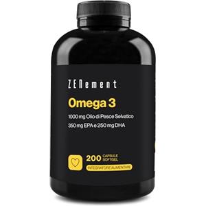 Zenement Omega 3, Olio di Pesce Omega3 2000mg ad Alto Dosaggio con 700 mg EPA e 500 mg DHA per Porzione, 200 Olio di Pesce Omega 3 Capsule Softgel - Fish Oil Omega 3, Integratore Omega 3, Acidi Grassi EPA DHA