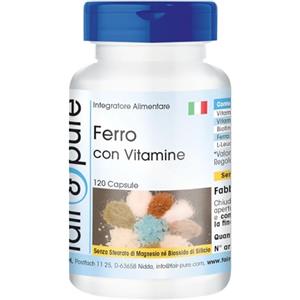 Fair & Pure® - Ferro con vitamine - Integratore di ferro con vitamina C, biotina e vitamina B12 - Vegan - 120 Capsule