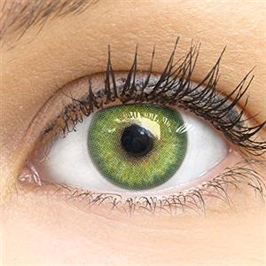 GLAMLENS Lenti a contatto colorate verdi Florence Green - mensili - con porta lenti a contatto - verde naturali in silicone idrogel - 2 pezzi - DIA 14.5 - senza correzione 0.00 diottrie