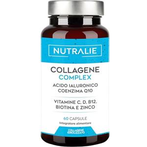 NUTRALIE Collagene e Acido Ialuronico - Integratore Collagen Idrolizzato Con Biotina, Vitamina C, Zinco e Q10 - Collagene Puro Integratore per Pelle, Ossa e Articolazioni - Collagen Complex 60 Capsule Nutralie