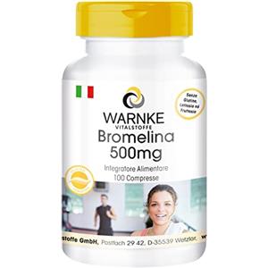 WARNKE VITALSTOFFE Bromelina 500 mg - 100 compresse - Enzima dell'ananas naturale - Antinfiammatoria/Migliora la circolazione e facilita la digestione | Warnke Vitalstoffe - Qualità da farmacia tedesca