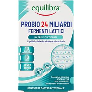 Equilibra Integratori Alimentari, Probio 24 Miliardi, Integratore Di Fermenti Lattici Per L'Equilibrio Della Flora Intestinale, Senza Acqua, Senza Glutine, 10 Bustine Orosolubili