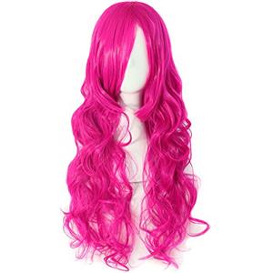 MapofBeauty 70 cm/ 28 Pollice Lungo Ricci Donna Ricci Parrucche (Rosa Carico)