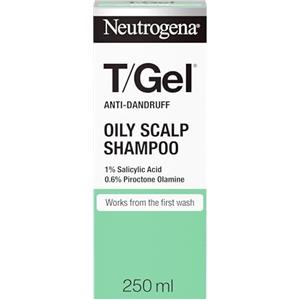 Neutrogena T/Gel - Shampoo antiforfora per il cuoio capelluto grasso, combatte la forfora già dal primo utilizzo, 250ml
