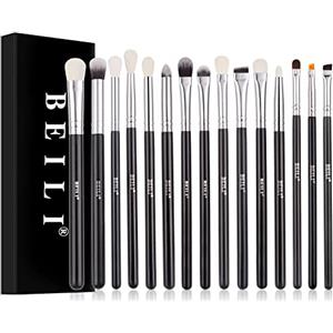BEILI Pennello Ombretto Occhi, 15PC Pennelli Trucco Occhi, Set di Pennelli Professionali per Trucco Degli Occhi, per Pennelli Occhi, Pennello Sopracciglia Ombretti, Eyeliner, Correttore
