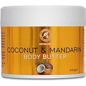 AROMATIKA trust the power of nature Cocco & Mandarino Butter - 250g - Burro per Corpo al Cocco e Mandarino - Crema Idratante Naturale per il Corpo - Cura Delle Mani - Burro per Massaggi - Crema Mani e Corpo a Base di Burro di Cocco