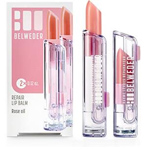 BELWEDER - Balsamo Labbra Riparatori con Olio Prezioso di Rosa di Damasco - Anti-invecchiamento - Burrocacao Labbra Trasparente Perlato - Rigenerativa Balsamo Labbra Idratante - 2 x 3,5g