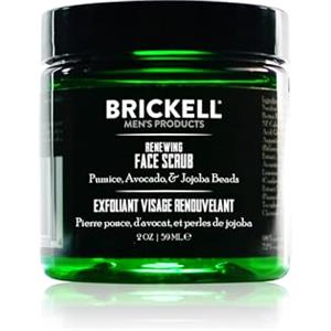 Brickell Men's Products Brickell Men's Scrub Viso Rinnovatore per Uomo, Naturale e Biologico, Scrub Viso Esfoliante Formulato con Perline di Jojoba, Extra di Caffè e Pomice, 59ml, Profumato