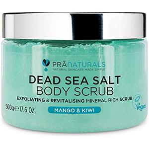 Pranaturals Scrub Corpo Rivitalizzante ai Sali del Mar Morto 500g, Esfoliante e Nutriente, Ricco di Minerali Naturali, Ideale per Tutti i Tipi di Pelle (Mango e Kiwi)