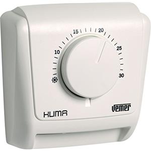 VEMER VE019600 KLIMA 3 - Termostato Meccanico a Membrana di Gas per Caldaia/Condizionatore, Funzione Riscaldamento/Condizionamento, Bianco