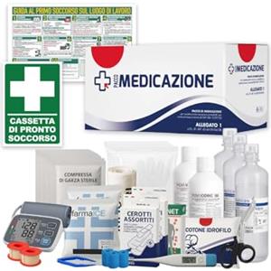 ONFARMA KIT REINTEGRO DIGIT POLSO pacchetto ricambio per cassetta medica di pronto soccorso con MISURATORE DI PRESSIONE DIGITALE DA POLSO e CARTELLO per aziende con 3 o più lavoratori