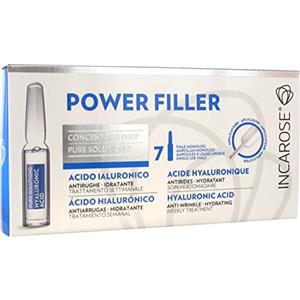Incarose Power Filler Acido Ialuronico - Siero per la pelle in 7 ampolle, trattamento filler antirughe super idratante con 3 pesi molecolari