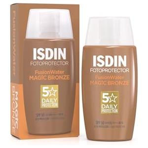 ISDIN Fotoprotector Fusion Water Color SPF 50 (Bronze) 50ml, Fotoprotettore viso per uso quotidiano, Texture ultralleggera, Lozione