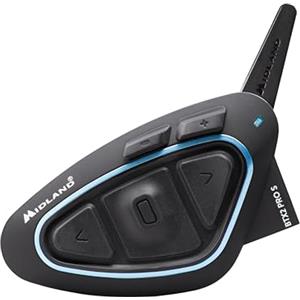 Midland - Interfono Moto Bluetooth BTX2 Pro S LR Singolo, Auricolari Casco Impermeabili IPX6, Doppio Processore BT, 1,6Km, 4 Coppie, Batteria 23H, Cancellazione Rumore, Audio Hi-Fi, Universal Intercom