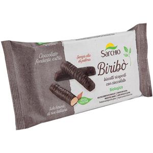 SARCHIO Biribò Biscotti Ricoperti di Cioccolato Fondente Biologici 130g - Senza Glutine e Senza Olio di Palma