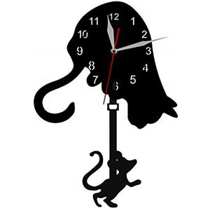 yuandd Yuannd Orologio da Parete Moderno con Topo di Gatto Pendolo per Cacciatore di Gatti