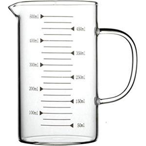 GuDoQi Misurino Graduato in Vetro 0,5 Litri, Brocca Con Scala Graduata, Impugnatura Ergonomica, Parete Spessa, Caraffa per Misurare Liquido