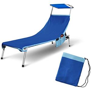 IRGEbeach Telo Lettino Mare in Microfibra con Tasche Laterali ed Elastici Antiscivolo IRGE Art. Basic (Royal/Azzurro)