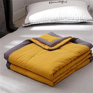 FANSU Copriletto Trapuntato Matrimoniale Singolo Elegante Reversibile Coperta Trapunta Primaverile Estivo Antipolveri Copri Letto per Camera da Letto (Giallo,140x200cm)