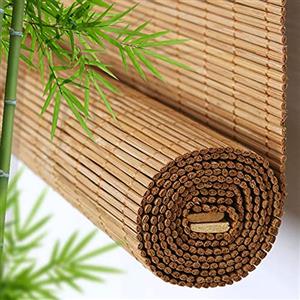 X1NGFU Tenda A Rullo in bambù Naturale,Tende Avvolgibili Traspiranti,Tende da Finestra per Esterni,Veneziane per Finestre,Colore Carbonizzato,per Giardino/Veranda,Personalizzate (50x60cm/20x24in)