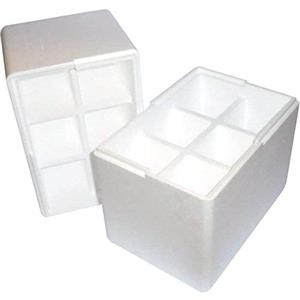 IMBALLAGGI ALIMENTARI PZ 1 Contenitore Porta Bottiglie con Foro Quadrato (6 Bottles) Cassa in POLISTIROLO per SPEDIZIONE
