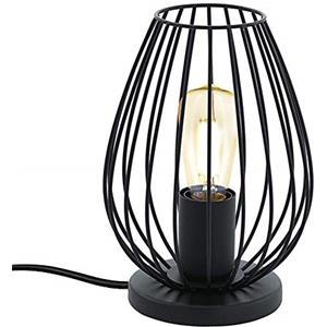 ChaoZan Lampada da tavolo retrò,E27,con interruttore sul cavo abat-jour da comodino in metallo nero opaco,Lampada da terra filo metallico, lampada da lettura vintage industriale（No lampadina ）