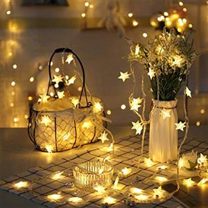 Lecone Catene Luminose 20 Stelle 3M Batteria Alimentata LED Luci Illuminazione Decorativa Ideale per Albero di Natale, Halloween, Matrimonio, Decorazione della stanza, Party, Giardino, Warm White