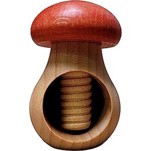 Wooden World Schiaccianoci in legno di faggio naturale, molto solido, a forma di fungo, regalo di Natale, rosso