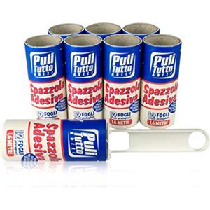 I.P.P.A. Levapelucchi. Set spazzole adesive. 8 rulli leva pelucchi (più un manico) con 12 fogli ciascuno. Totale 12,8 metri. Spazzola adesiva. Ricambi levapelucchi. Ottime per togliere i peli di cane e gatto.