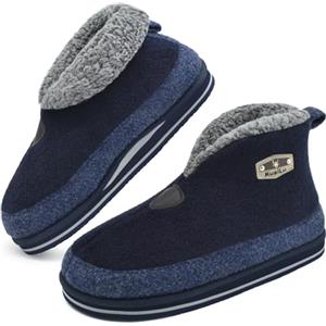 KuaiLu Pantofole Stivaletto Uomo Invernali Feltro Babbucce Peluche Calde Cotta Divertenti Chiuse Pantofola Stivali Pelose Lavabili Slipper Comode Ciabatte Casa Antiscivolo Blu 49