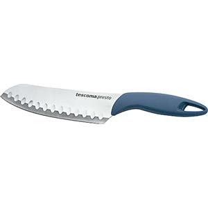 Tescoma Coltello Giapponese Presto in Acciaio Inossidabile Blu, 20 cm - Santoku per Pesce, Carne e Verdure