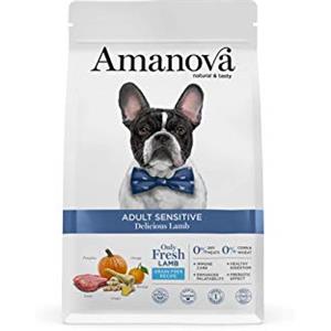 Amanova Cibo Secco per Cani Adulti Sensitive all'Agnello - 2 Kg, Grain Free e Ipoallergenico