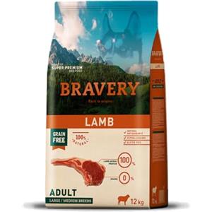 Bravery CROCCHETTE Agnello Cane Adulto Taglia Medium - Large - 12 kg - MONOPROTEICO,IPOALLERGENICO, 100% Naturale, 100% Grain Free