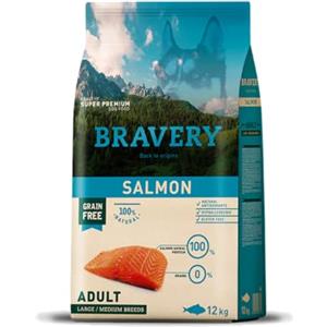Bravery CROCCHETTE Salmone Cane Adulto Taglia Medium - Large - 12 kg - MONOPROTEICO,IPOALLERGENICO, 100% Naturale, 100% Grain Free