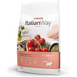Italian Way Cibo per Cani Junior Pollo e Tacchino Medium/Maxi 3 kg - Nutriente, Antiossidanti Naturali, Senza Coloranti