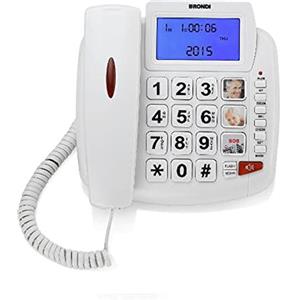 Brondi Bravo 90 LCD Telefono Fisso con tasti grandi, Bianco