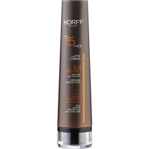 Korff Sun Secret Latte Solare Corpo SPF15 - Protettivo, Anti-Age, Resistente all'Acqua, 100ml