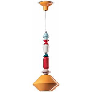 Ferroluce Lampada a Sospensione Lariat Gialla - H70cm, Design Ceramico Multicolore